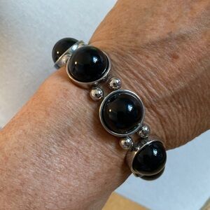 Vintage Black and Silver Women's Bracelet